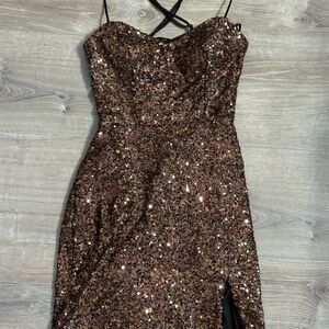 City Studio Sequin Dress in black and gold
